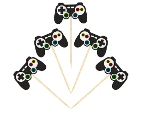 24 Pieces Video Game Controllers Cupcake Toppers Gamepad Cake Picks