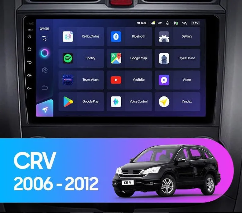 Car Dealz Elite 4G Data Model 10.2" Android 12.0 For Honda CRV CR - V 3 RE 2006 - 2012 In Dash Plus OEM Fascia