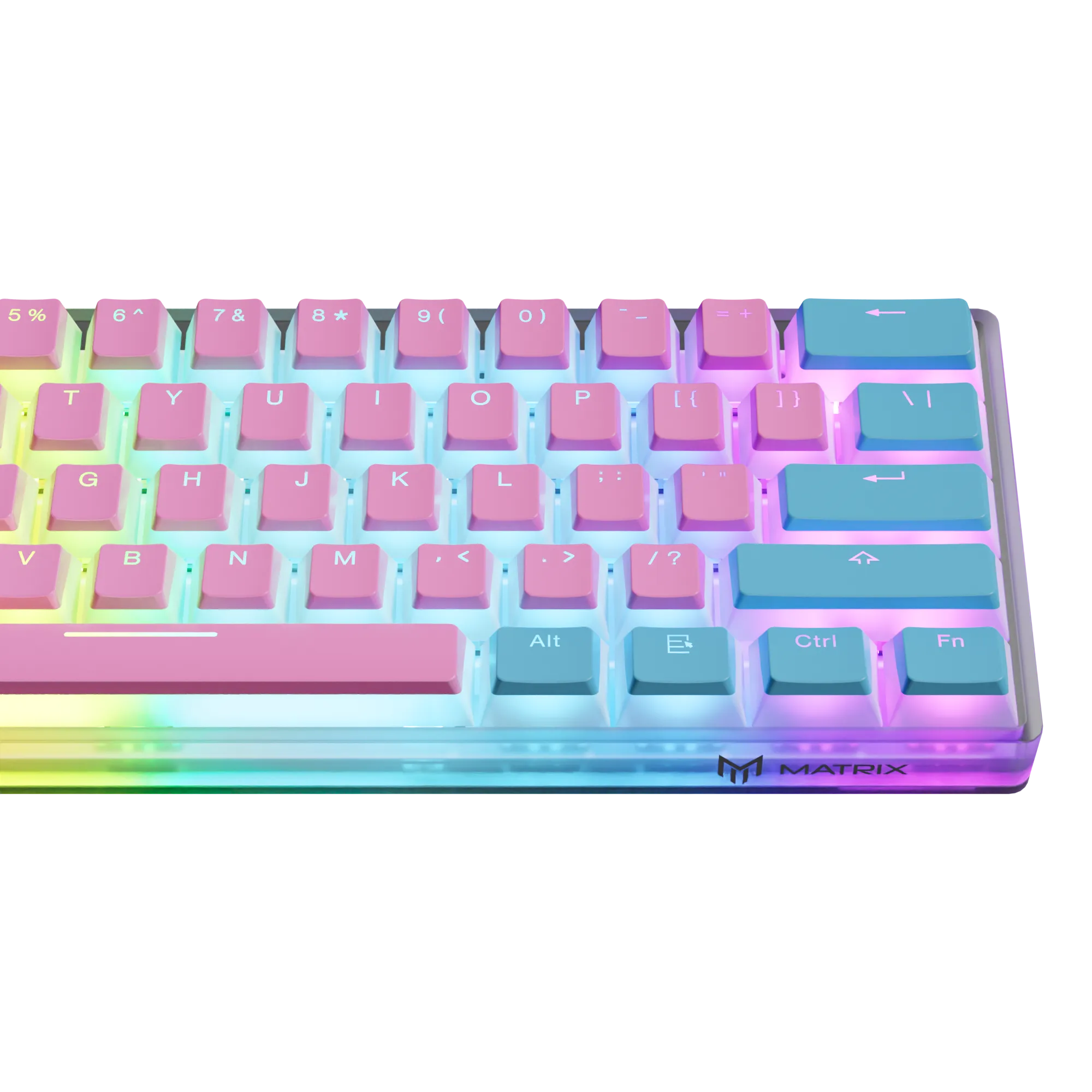 Clix Cotton Candy 60ES Transparent Mechanical Keyboard - Pink