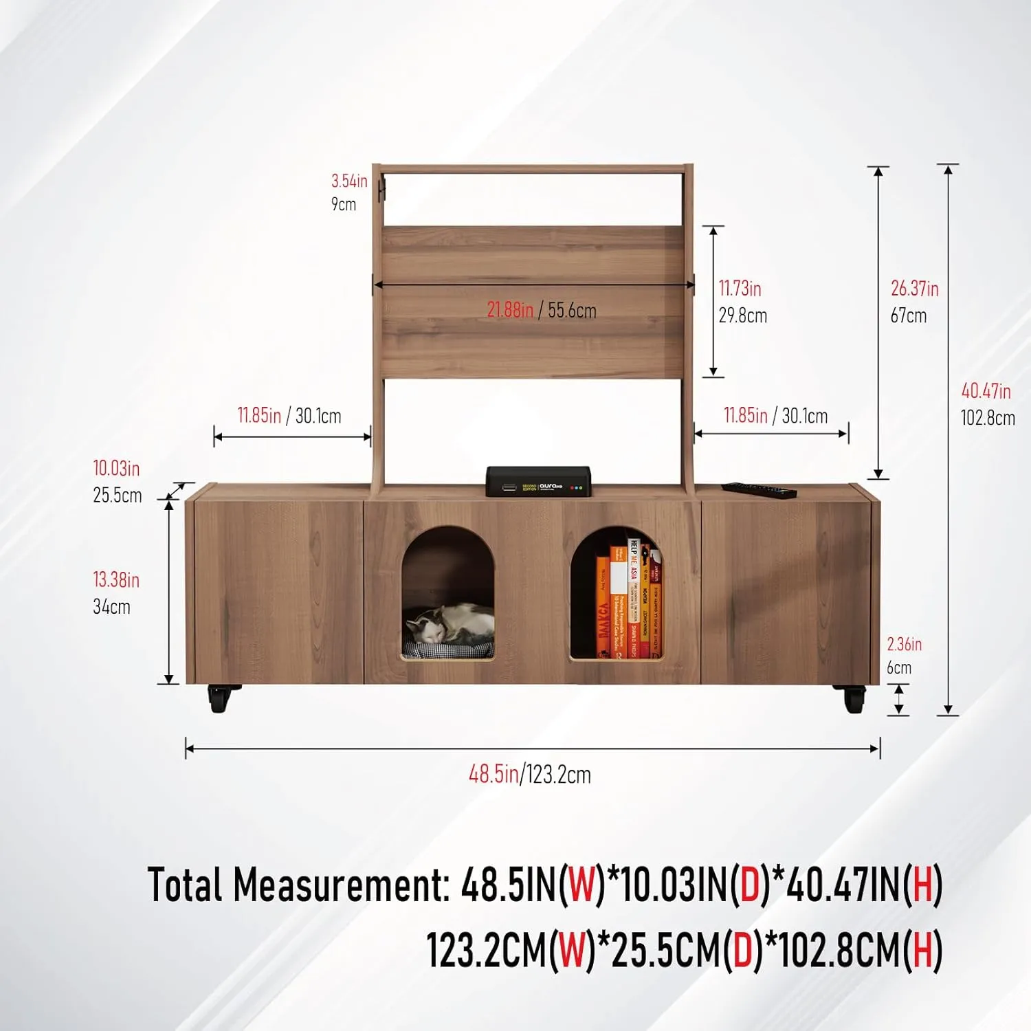 Custom Rolling Wood TV Stand