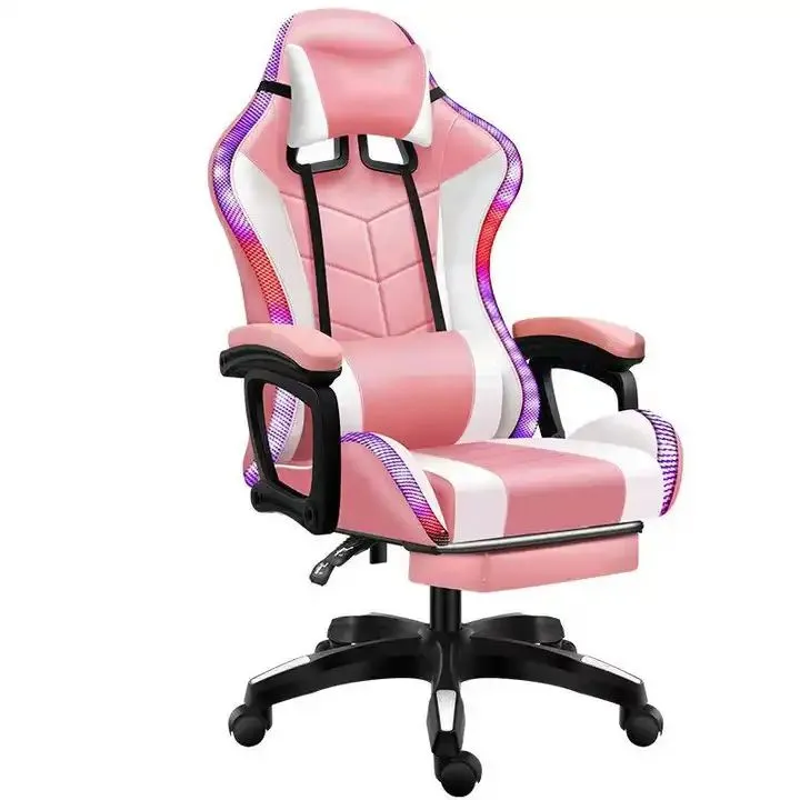 Earthquake RGB Gaming Chair with Massage Cushion, Bluetooth Speakers, Thicker PU Leather, and Adjustable Reclining Angle (90-150 degrees)