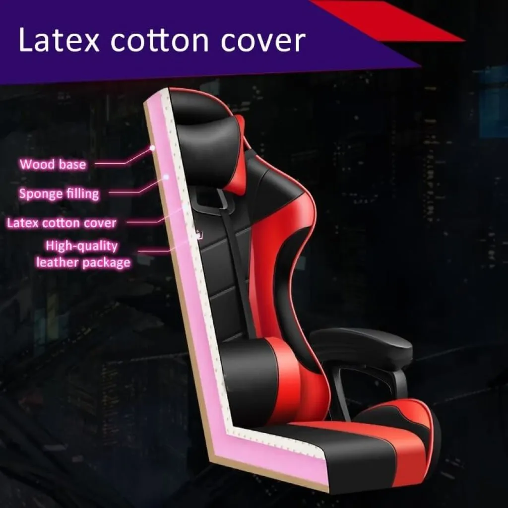 Earthquake RGB Gaming Chair with Massage Cushion, Bluetooth Speakers, Thicker PU Leather, and Adjustable Reclining Angle (90-150 degrees)