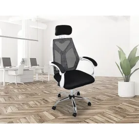 Ergonomic Mesh Back Office Chair with Lumbar Support, 360° Swivel - White