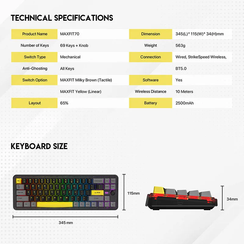 FANTECH MAXFIT70 MK911 Wireless Mechanical Keyboard