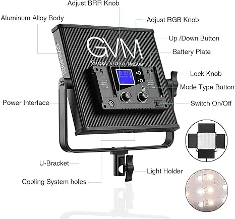 GVM 50RS RGB LED Light Panel Video Lighting Kit