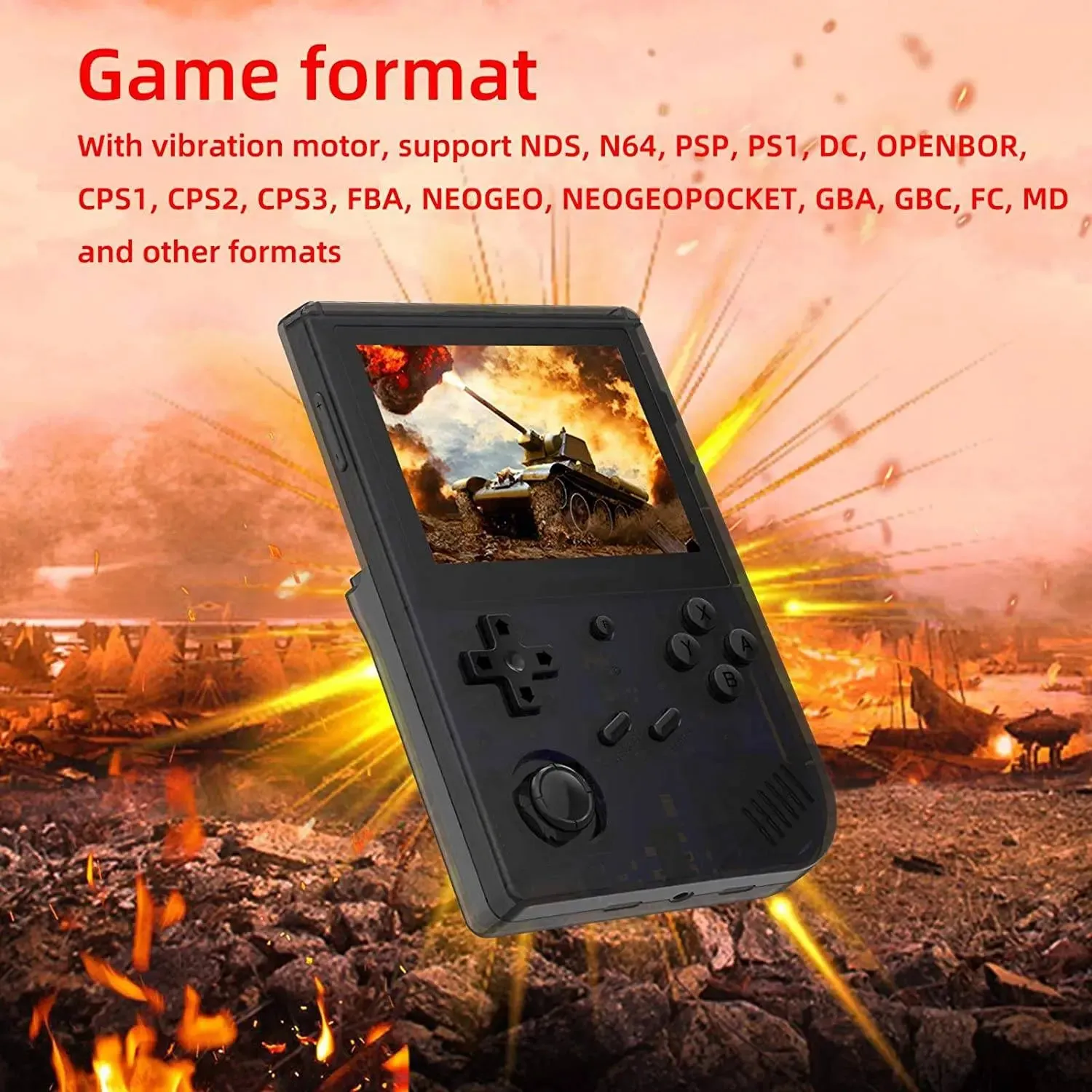 Handheld Game Console,RG351V Handheld Game Console Open Source System RK3326 Chip Retro Game Console with 10000 Classic Games 3.5-inch IPS Screen - 128 GB