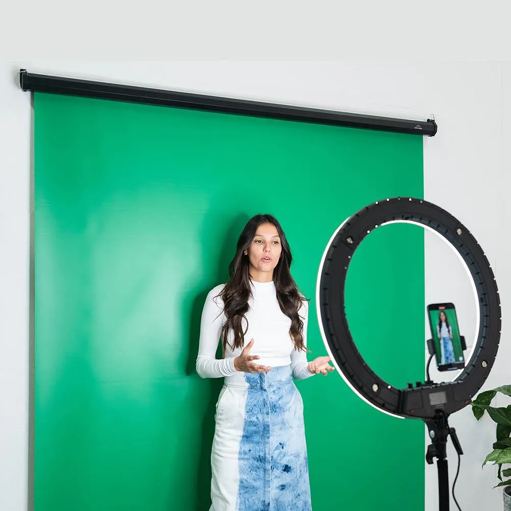 'Instant Studio' Mountable Pull Down Backdrop Screen- Chroma Key Green 180 x 200cm