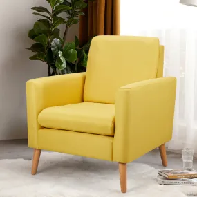 Modern Accent Fabric Chair Single Sofa Comfy Upholstered Arm Chair Living Room Furniture Mustard, Yellow