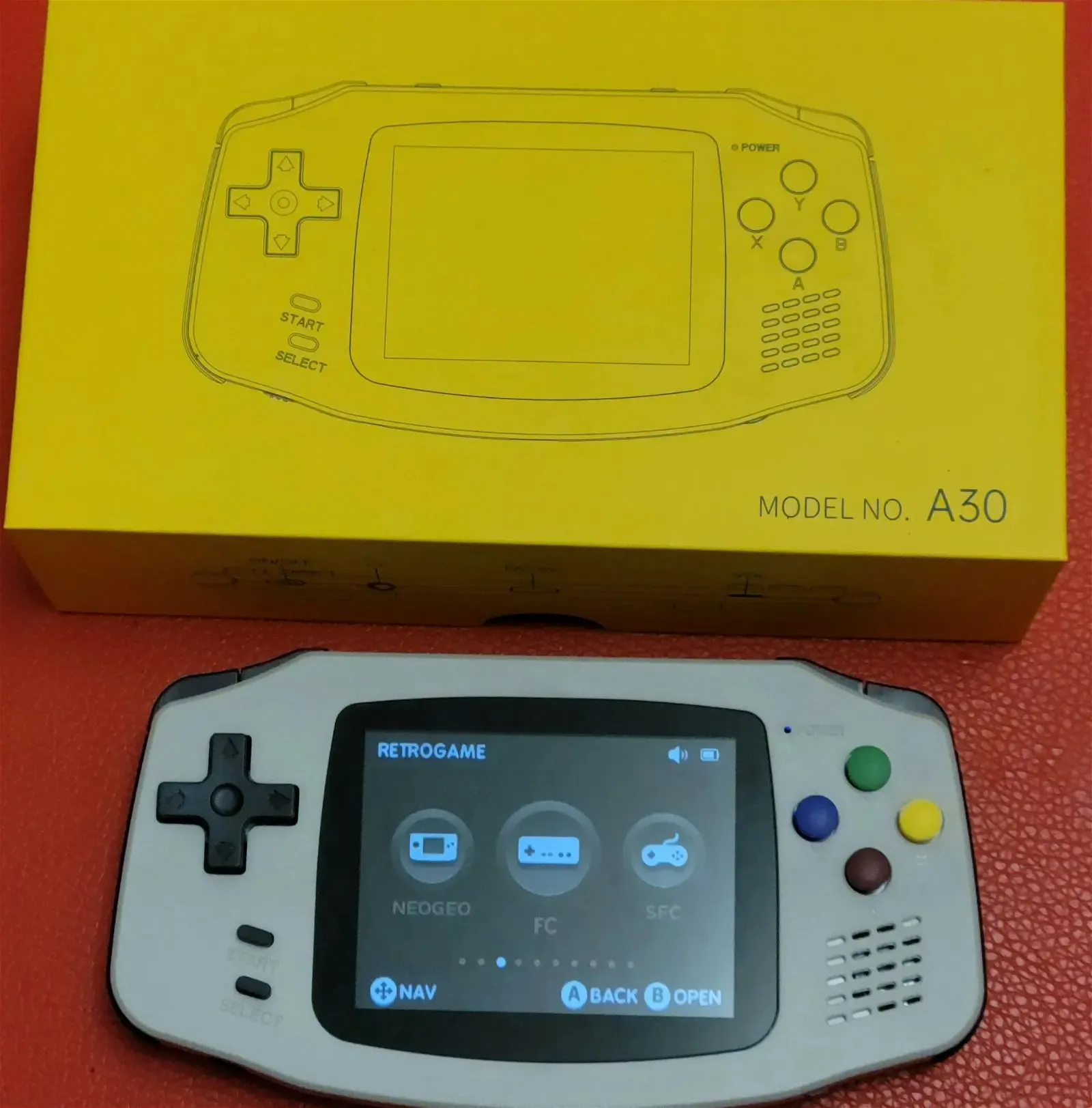 New powkiddy A30 ultra portable retro handheld gaming console, GBA design, 32GB plug and play