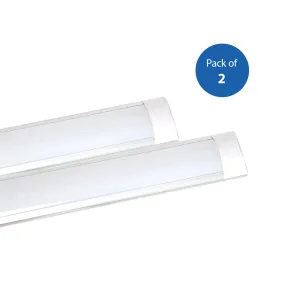 Pack of 2 LED Prismatic Batten Fitting Lights, 45W, complete fitting 1.5m, 4000 lumens, 6500K