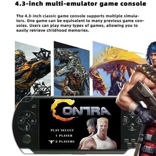 TechKing (15 YEARS WARRANTY) Multifunctional X6 4.3 inch 8GB Handheld Game Built-in 1500 Game Support 10 Emulators for Kid's Handheld Video Game Console, Support TV Connection Display 8GB Game Console