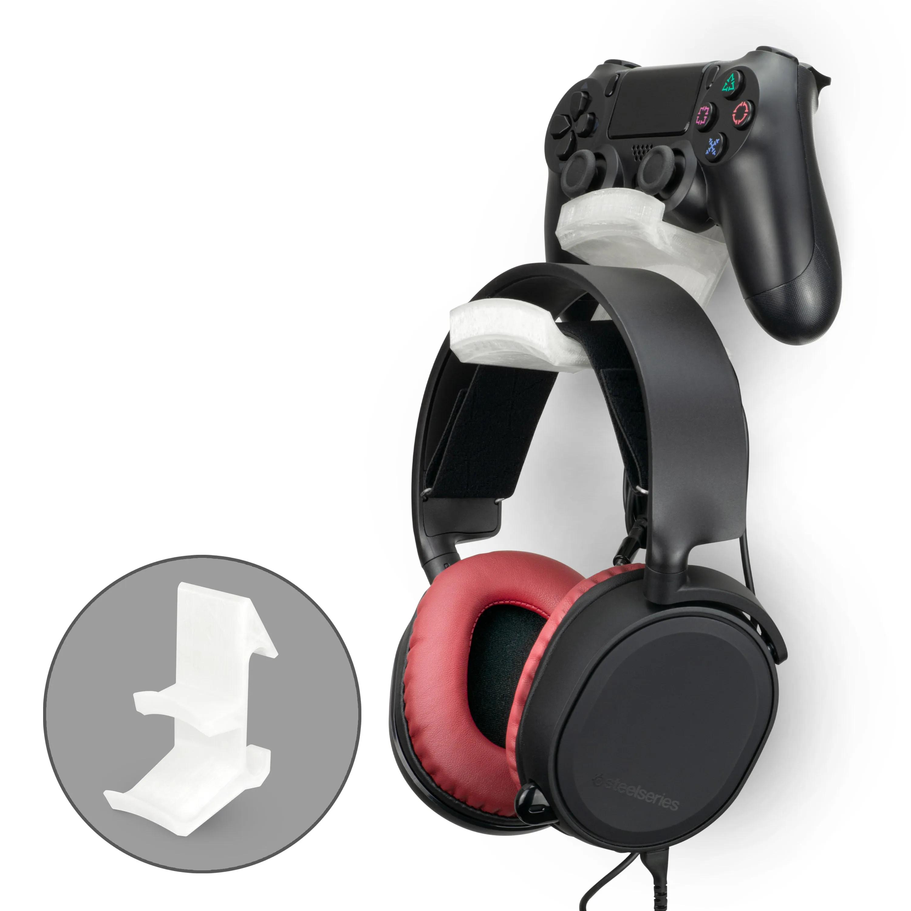 The Colossus - Headphone and Universal Game Controller Hanger - Adhesive Mount, No Mess & No Screws