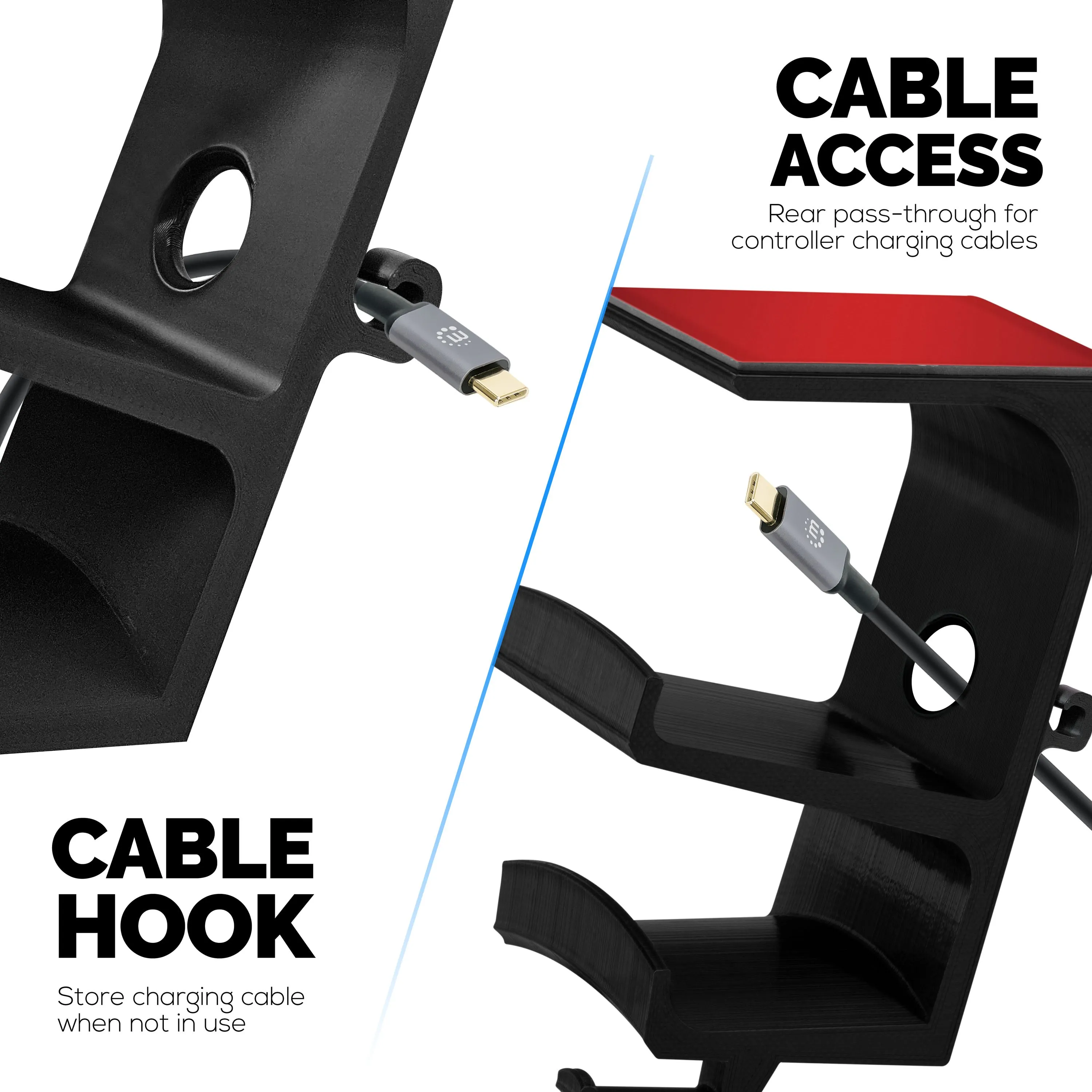 The Vulcan - Under Desk Controller & Headphone Hanger - Adhesive Mount, No Screws or Mess