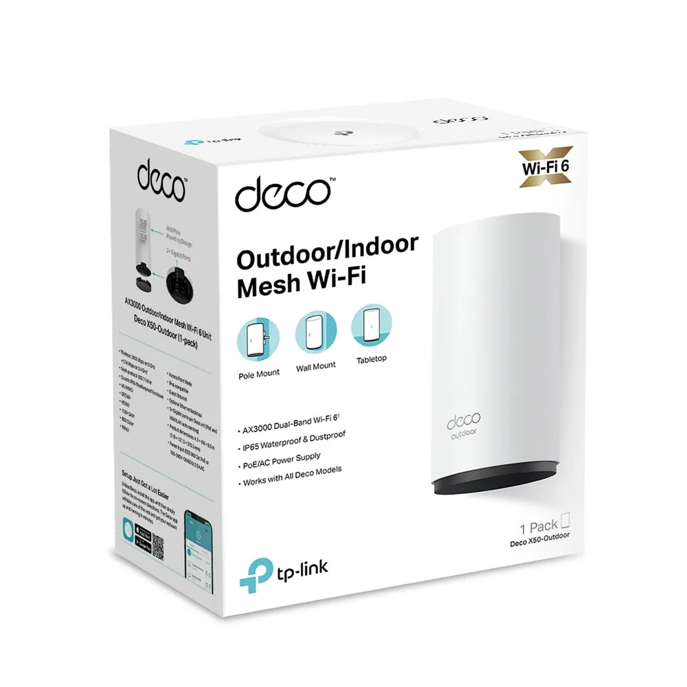 TP Link AX3000 Outdoor/Indoor Whole Home Mesh Wi-Fi 6 Unit - White | DECOX50-OUTDOOR