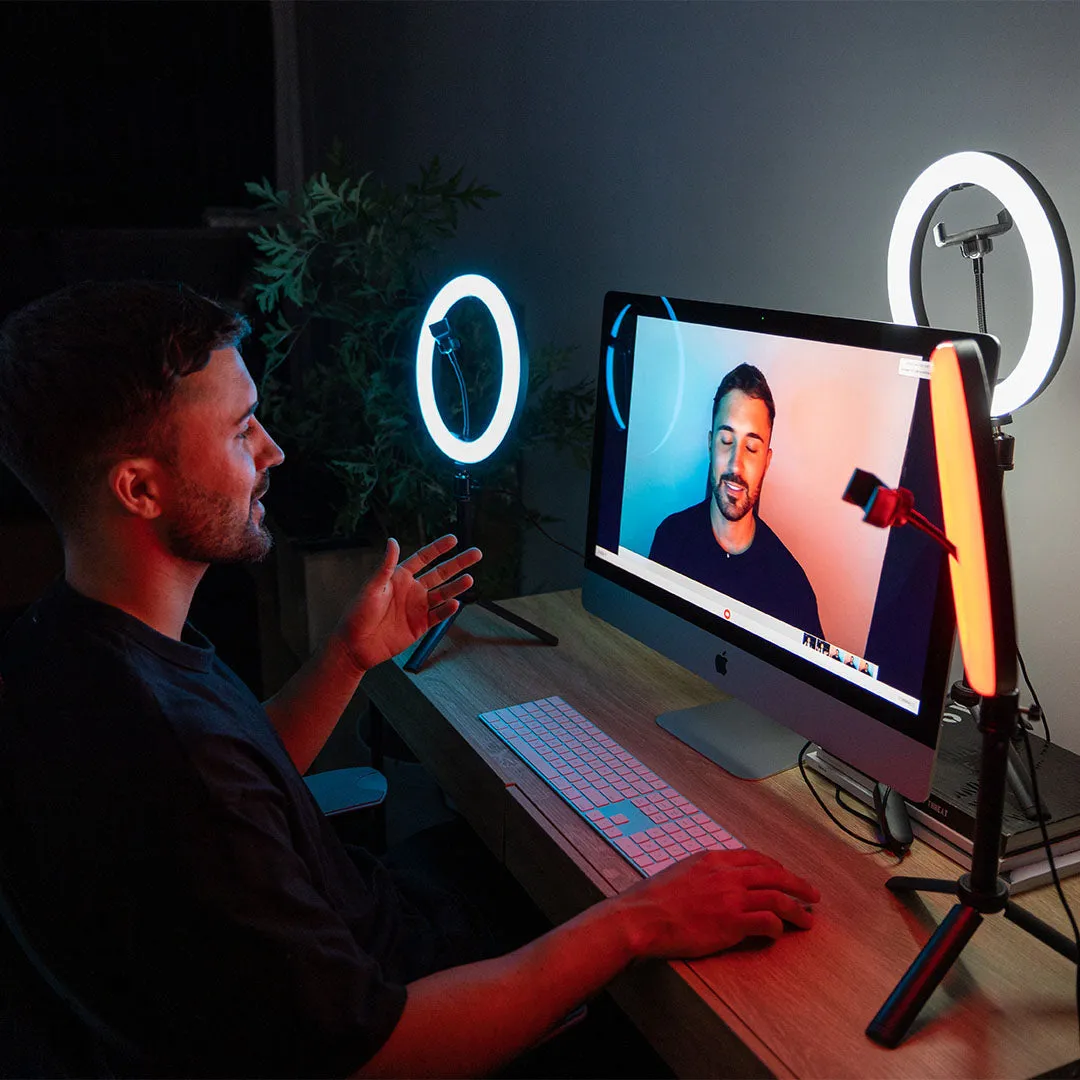 'Triple Rainbow' Youtube Gaming Content Creator Dual RGB Unicorn Ring Light Kit - Bundle