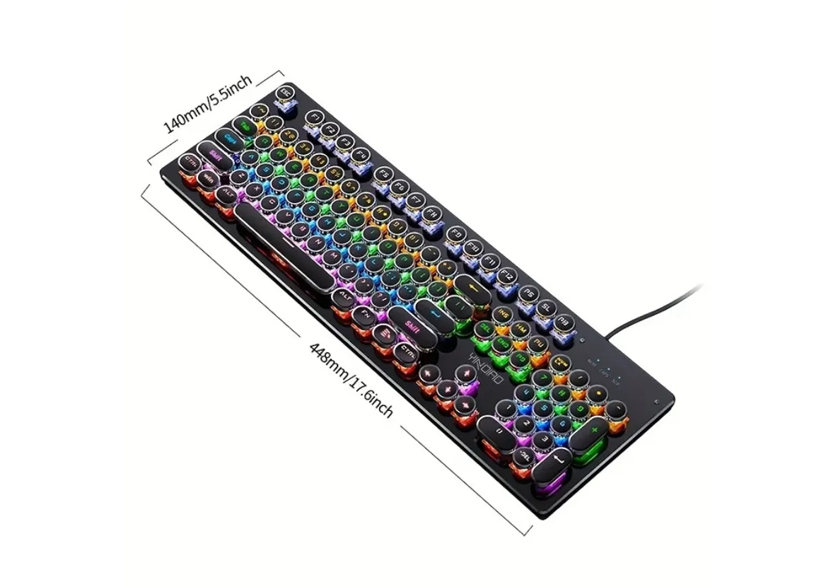 YD-Series 104 Key Full Sized Typewriter Style Mechanical Keyboard with Backlits